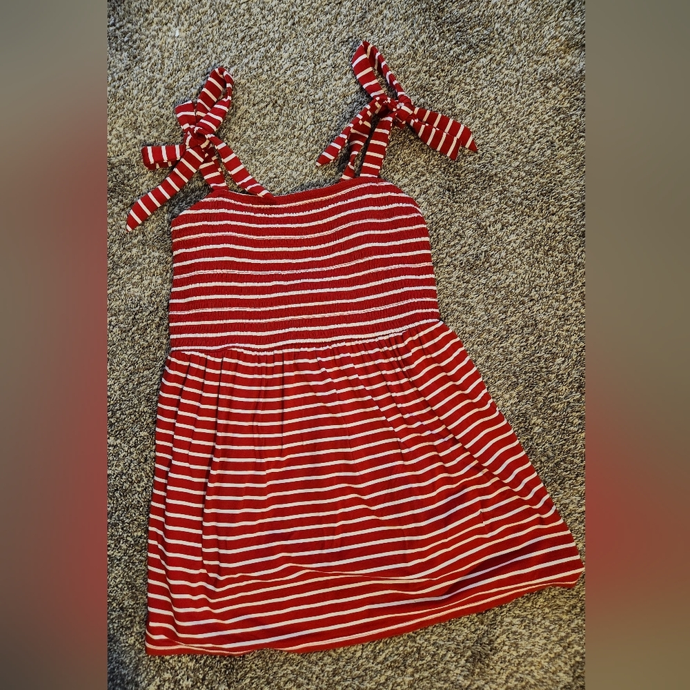 Isabel Maternity Tank Top Red White Stripes Tie Shoulder Strape Medium Smock Top